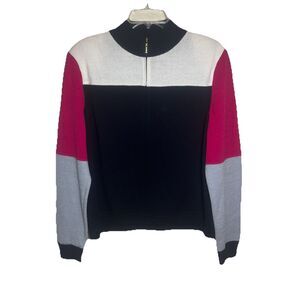 St. John Sport Santana Knit Zip Up Women’s XL Luxury Cardigan Sweater Resortwear